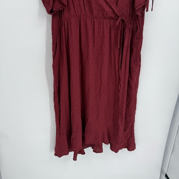 Torrid Midi Swiss Dot Surplice Dress Short Sleeve Pockets Size 4X Rust Red - Picture 7 of 12